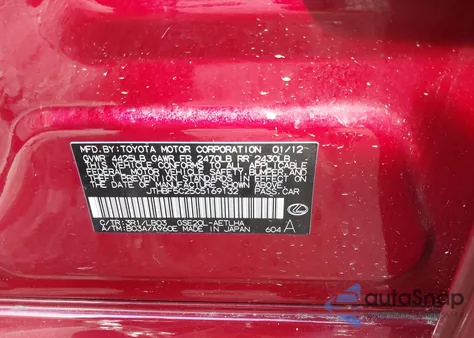 2012 Lexus Is 250 z USA, uszkodzony, nr VIN JTHBF5C25C5169132